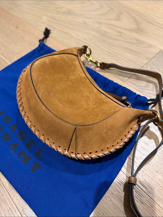 Isabel Marant Handbags - ISABEL MARANT Oskan Moon whipstitched leather-trimmed suede shoulder bag